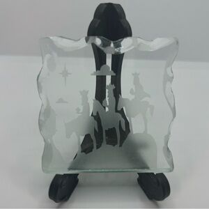 Three Wise Men Arriving To Puerto Rico Etched On Small Glass Plaque